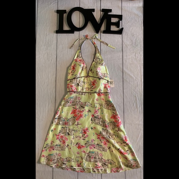 NWT ABS By Alan Schwartz Sz 8 Printed Halter Dress - Picture 8 of 8